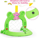 Costzon Toddler Basketball Hoop, 3-in-1 Sports Set for Basketball, Baseball & Football, 6 Height Adjustable Basketball Toy Activity Center for Indoor & Outdoor, Best Gift for Kids (Cute Frog) by TinyTreasures Baby Boutique