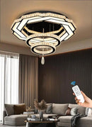 Flashing God Dia 32" Modern Crystal Chandelier Crystal Black Ceiling Light Fixtures LED Flush Mount Ceiling Light for Living Room Bedrooms Dining Room Dimmable 2700k- 6000k by CozyNest Decor