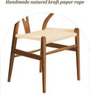 Wishbone Chair Natural Solid Wood Dining Chair/Hans Vegner Y Chair Rattan and Wood Accent Armrest Chairs (Ash Wood - Walnut) by CozyNest Decor