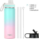 DRINCO Stainless Steel Water Bottle Spout Lid Vacuum Insulated Double Wall Water Bottle Wide Mouth (40oz 32oz 22oz 18oz 14oz) Leak Proof Keeps Cold or Hot (22 oz, 22oz Macaron) by CozyNest Decor