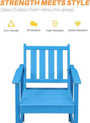 HDPE Outdoor Dining Set of 6, Patio Dining Table Set with 4 Chairs and 1 Bench, 6 Pieces HDPE Dining Set with Umbrella Hole, Outdoor Furniture Sets for Deck, Poolside, Garden, Sky Blue by CozyNest Decor