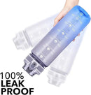 32oz Motivational Water Bottles with Time Marker & Fruit Strainer, Transparent Gradient Color Water Bottle with Times to Drink, Leakproof & BPA Free, Reusable Bottle with Strap (No Straw) by CozyNest Decor