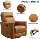 Swivel Rocker Recliner, Glider Rocking Chair, Nursing Chairs Swivel Glider Recliners with Soft Backrest, Leathaire Manual Reclining Sofa for Living Room Bedroom Apartment, Brown by TinyTreasures Baby Boutique