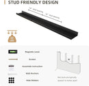Picture Ledge Shelf, Wood Long Floating Shelves for Wall, Set of 2, 48 inch Picture Ledge Shelves, Photo Ledge Nursery Book Shelves Wall Mounted for Living Room Kids' Room Bedroom, Color Black by TinyTreasures Baby Boutique