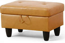 Ottoman Rectangular Storage Ottoman Bench, Faux Leather Footrest, Coffee Table, Stool Footstool with Hinged Lid for Living Room, Bedroom, Entryway, Orange, 28.5"x19"x17.5" by CozyNest Decor
