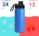 DRINCO Stainless Steel Water Bottle Spout Lid Vacuum Insulated Double Wall Water Bottle Wide Mouth (40oz 32oz 22oz 18oz 14oz) Leak Proof Keeps Cold or Hot (18 oz, 18oz Royal Blue) by CozyNest Decor