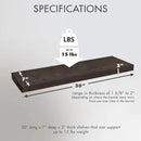 Urban Legacy Reclaimed Barnwood Planks | Floating Shelves for Wall w/Flush Mount Shelf Bracket Set Included | Set of 2 (Coffee Bean, 30"x7"x 2") by CozyNest Decor