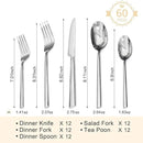 KINGSTONE Silverware Set, 60-Piece Forged Flatware Set Cutlery Set Premium Stainless Steel, Service for 12, for Kitchen, Home, Wedding, Party, Mirror Polished and Dishwasher Safe by CozyNest Decor