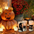 Wondise Halloween Flickering Flameless Candles with 6hrs Timer, Battery Operated LED Real Wax Candles Set of 3 Skull, Spider Web, Crow Raven Decals Halloween Home Decoration Gifts(3 x 3 x 6 Inch) by CozyNest Decor