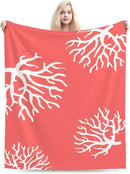 HGOD DESIGNS Beach Coral Fleece Throw Blanket Soft Cozy Coral Fuzzy Blanket Caring for Women & Adults Ocean Coral Pink Branch Reef Nature Red White Plush Microfiber Blanket 50"x60" by CozyNest Decor