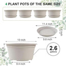 Large 4 Pack13 inch Plant Pots, Round Plastic Pots for Plants, Outdoor Planters with Drainage Hole & Tray Saucer, Decoration Large Flower Pots for Indoor Outdoor Garden Home Plants (White) by GreenHaven Gardens