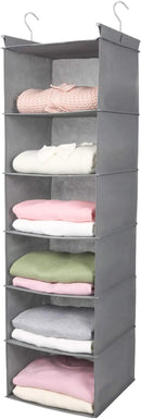 MAX Houser 6 Tier Shelf Hanging Closet Organizer, Closet Hanging Shelf with 2 Sturdy Hooks for Storage, Foldable (Light Grey) by CozyNest Decor