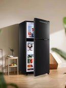 3.5 Cu.Ft Compact Refrigerator with Freezer, Mini Fridge with 2 Doors for Office, Kitchen, Dorm and Bedroom, Small Fridge with 7 Level Temp Adjustable Thermostat, Black by CozyNest Decor