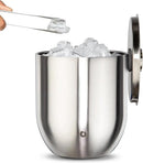 SNOWFOX Premium Vacuum Insulated Stainless Steel Ice Bucket with Lid/Tongs, Non-Rubber Bottom, Home Bar Accessories, Bartending Ice Buckets for Parties, Outdoor Entertaining Supplies, 3L, Steel by CozyNest Decor
