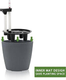 Dexceder 9x8 Self Watering Planters Indoor, Inner Mat Design, Table Flower Plant Pot with Water Level Indicator (2 Pack, Gray) by GreenHaven Gardens