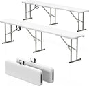 6ft HDPE Folding Bench, Foldable Seat with Sturdy Frame and Security Lock for Indoor and Outdoor, Multipurpose Entertaining Activities, Portable and Easy to Store, 2 Pack, White by GreenHaven Gardens