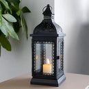 TRIROCKS Rustic Style Metal Candle Lantern 13'' High Decorative Outdoor Lantern Candle Holder with Tempered Glass for Christmas Living Room Garden Patio Parties Indoors Outdoors (Black) by CozyNest Decor