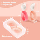 Baby Self Feeding Training Spoon and Fork Set with Travel Case, BPA-Free Cute Circle Toddler Training Utensils, Silicone/ABS Great Tableware Set Spoons Fork for Kids (Pink& Light Pink) by TinyTreasures Baby Boutique