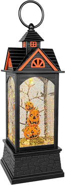 Halloween Snow Globe Lantern, Spooky Ghost Halloween Decor, Plug-in & Battery Operated Snow Globes for Halloween Decorations Indoor by CozyNest Decor