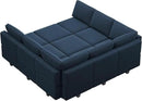 Belffin Modular Sectional Sofa with Ottomans Velvet Reversible Sleeper Sectional Sofa with Chaise Modular Sleeper Sofa Bed with Storage Seat Blue by CozyNest Decor