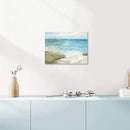 Beach Sea Canvas Wall Art: Seaside Coastal Reed Painting Blue Ocean Nautical Picture Modern Minimalist Seascape Grass Path Artwork Decor for Living Room Bedroom by CozyNest Decor