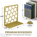 Honeycomb Metal Bookend – Modern Geometric Book Holder by Geomod