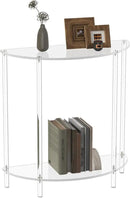 Acrylic Console Table, Half Moon, 29.5" Small Entryway Table, Clear Entry Table for Sofa, Foyer, Hallway, Living Room, Easy Assembly, 2 Tier, 11.8" D x 31.5" H by CozyNest Decor