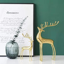 Sziqiqi Reindeer Figurine Statues Deluxe Set of 2, Christmas Deer Pure Copper Heavy Reindeer Ornaments for Home Decor Accents Living Room Office Bookself Tabletop Mantle Christmas Decoration, Gold by CozyNest Decor