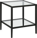 Henn&Hart 20" Wide Square Side Table with Glass Shelf in Blackened Bronze, Table for Living Room, Bedroom by CozyNest Decor