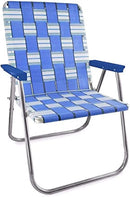 Lawn Chair USA Folding Aluminum Outdoor Patio Lawn Chair | Heavy-Duty Webbed Chairs for Camping, Sports, Beach, Yard & Tailgating | Lightweight Portable | Magnum - Blue Sands with Blue Arms by GreenHaven Gardens