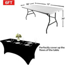 IVAPUPU 2 Pack 6FT Table Cloth for Rectangular Fitted Events Stretch Black Table Covers Washable Spandex Tablecloth Protector for Party, Wedding, Cocktail, Banquet, Festival by CozyNest Decor