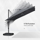 PURPLE LEAF 10 Feet Patio Umbrella Outdoor Cantilever Solar Powered LED Square Umbrella Aluminum Offset Umbrella with 360-degree Rotation for Garden Deck Pool Patio Light Grey by GreenHaven Gardens