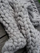 Chunky Knit Blanket Soft Handmade Knitting Throw for Bedroom Sofa Decor Super(Light Gray 40"x60") by CozyNest Decor
