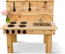 Noble Toys Mini Mud Kitchen with Functional Stovetop Sink for Kids | Pretend Play Toddler Table with Running Water | Outdoor Playset Working Sink | Real Wooden Kitchens | Preschool Equipment by TinyTreasures Baby Boutique