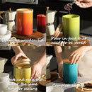 Sweejar Ceramic Food Storage Jar, Stackable Kitchen Canisters, Containers with Airtight Seal Wooden Lid for Serving Ground Coffee, Tea, Sugar, Salt and More - 16 Fl Oz (Gradient Blue)… by CozyNest Decor
