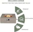 COSIEST Outdoor Propane Fire Pit Coffee Table w Square Faux Stone 35-inch Base, 50,000 BTU Stainless Steel Burner, Free Lava Rocks and Rain Cover(Gray) by GreenHaven Gardens