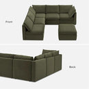 mopio Oversized Modular Sectional Sofa with Fully Removable Covers and Storage, Convertible U, L-Shaped and Sleeper Sectional, Modern Couches with Ottoman Chaise (Olive Green Velvet, 6 Seats, L) by CozyNest Decor