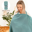 Muslin Nursing Cover for Breastfeeding, Privacy Breathable Breastfeeding Cover with Arch Neckline for Mom, 100% Cotton Nursing Apron, Green by TinyTreasures Baby Boutique