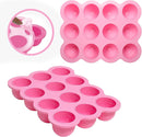 Baby Food Storage 12 x 1.5OZ Silicone Freezer Tray with Lid, Food Grade Silicone Containers for Purees & Vegetables Pink by TinyTreasures Baby Boutique