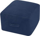 MeMoreCool Square Stuffed Pouf Ottoman Foot Rest, Floor Pouf Foot Stool with Foam Chunk Filling, Soft Stuffed Ottoman Footrest for Living Room, Navy by CozyNest Decor