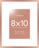 Homeforia Rose Gold 8x10 Picture Frame, High End Metal 8 x 10 Poster Frames with Mat 5 by 7 Print, 10x8 Thin Frame Matted to 7x5 Photo, 8by10 Wall or Tabletop Frame, Tempered Glass, Wall Kit, Set of 1 by CozyNest Decor