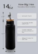 Nucookery Ceramic Olive Oil Dispenser Bottle for Kitchen, 14 oz Opaque Vinegar Dispenser Bottle, Large Capacity Cooking Oil Container for Storage Vinegar, Soy Sauce, Coffee Syrup, Black by CozyNest Decor