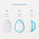 Frida Baby The 3-Step Cradle Cap System, DermaFrida The FlakeFixer, Sponge, Brush, Comb and Storage Stand for Babies with Cradle Cap, White-Blue by TinyTreasures Baby Boutique