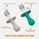 4Pcs Toddler Forks Baby Forks Set - Self-Feeding Utensils with Soft-Silicone Handles, 18/8 Stainless Steel, Anti-Choke & BPA-Free Cutlery Set by TinyTreasures Baby Boutique