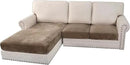 H.VERSAILTEX Velvet Stretch Sectional Couch Covers 3 Pieces Sofa Seat Cushion Covers L Shape Separate Couch Cover for Both Left/Right Sectional Couch (Large Sofa 2 Seater + 1 Chaise, Mocha) by CozyNest Decor