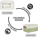 DULLEMELO Storage Baskets for Shelves, Small Fabric Collapsible Rectangular Storage Baskets for Organizing, Closets, Nursery, Home, Office, Empty Gift Baskets (6-Pack, White&Green) by TinyTreasures Baby Boutique