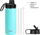 DRINCO Stainless Steel Water Bottle Spout Lid Vacuum Insulated Double Wall Water Bottle Wide Mouth (40oz 32oz 22oz 18oz 14oz) Leak Proof Keeps Cold or Hot (18 oz, 18oz Teal) by CozyNest Decor
