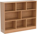 IOTXY Open Shelf Low Bookcase - Wooden 3-Tier Floor Standing Display Cabinet Organizer with Base, 8 Cubes Short Horizontal Bookshelf in Pear Yellow by CozyNest Decor