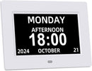 Digital Calendar Alarm Clock for Seniors - 7" Large Display with Day/Date, 12 Custom Alarms & Auto-Dimming | Medication Reminder, Dementia-Friendly Design, Easy Read (White) by TinyTreasures Baby Boutique