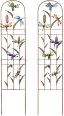 Set of 2 Dragonfly Metal Garden Trellis for Climbing Plants, Decorative Vegetables Flowers Vine Trellis for Outdoor Patio 60'' H x 11'' W by GreenHaven Gardens